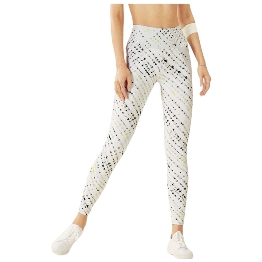 Fabletics High-Waisted Statement PowerHold Legging White Splash Print Medium